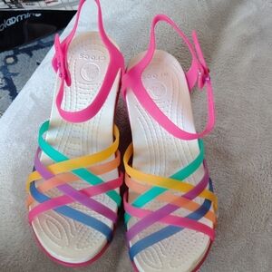 CROCS Women's Rainbow Strappy Sandals Size 8